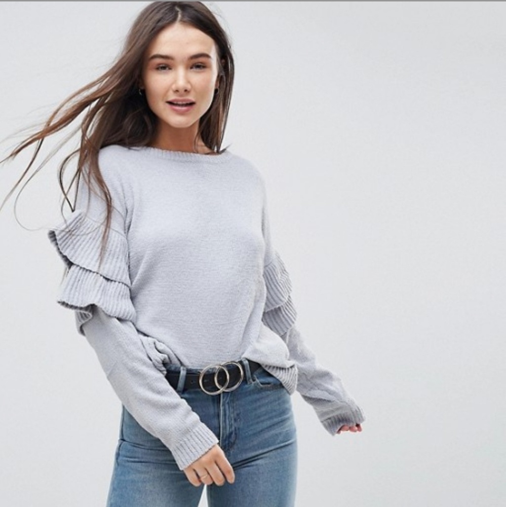 ASOS Brave Soul Frill Sleeve Sweater